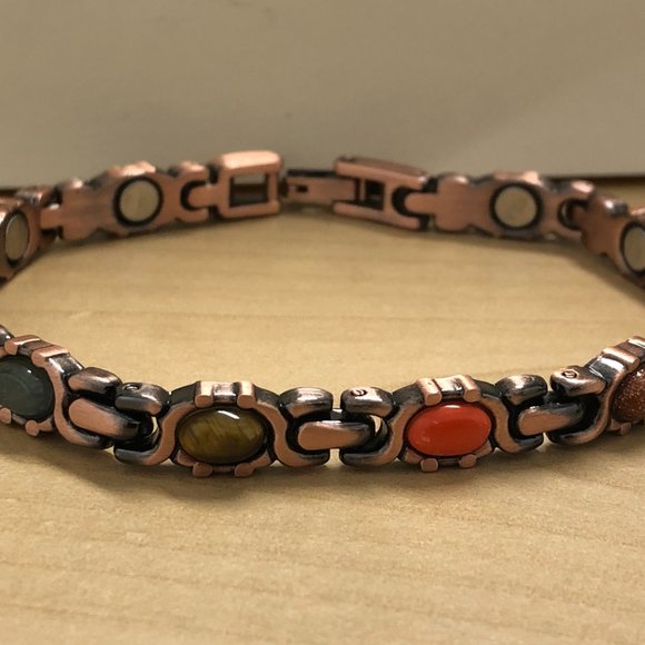 Copper Magnetic Link Stone Bracelet - Arthritis Pain Relieve Bracelet Colorful - Picture 3 of 4